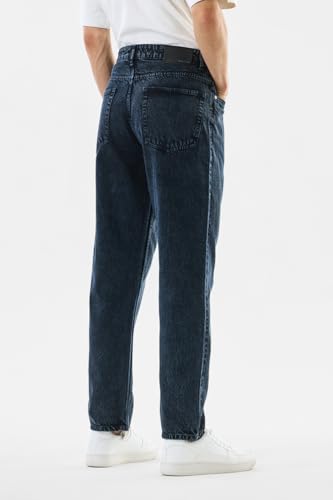 SNITCH Men Jeans | Baggy Fit Relaxed Style with Mid Rise & Wide-Leg Design | 100% Cotton Woven Denim for Casual & Street Wear |Dark Blue