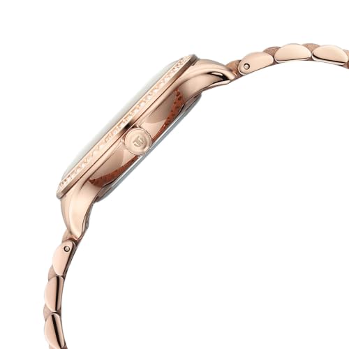 Titan Purple Prestige Quartz 3 Hands + Date Round White Dial, Rose Gold Stainless Steel Strap Watch for Women - 95247WM02