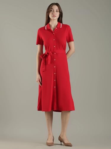 Cotton Polo Collar Shirt Dress