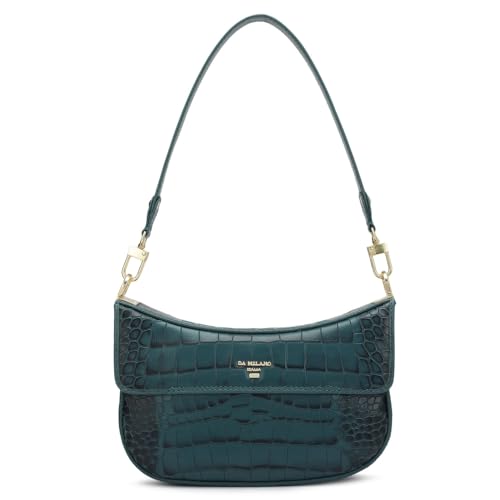 Da Milano Genuine Leather Blue Shoulder Bag (01798) (Small)