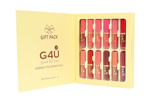 G4U 12 Pcs Matte Lipstick Set – Long Lasting, Waterproof, Smudge-Proof, Multi-Color Shades for All Skin Tones Lip Colors