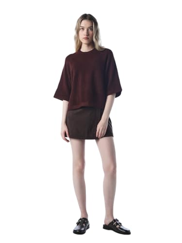 ONLY Women's Acrylic Blend Round Neck Pullover Sweater (15333199-Port Royale_Port