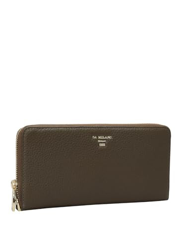 Da Milano Genuine Leather Brown Zip Around Women Wallet (10214)