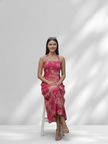 Varanga Women Trendy Cotton Maxi Dress Magenta