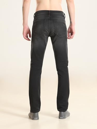 TURMS Men's Cool Tech Jeans All Degree Anti Odor UV Protectant Travel Edition Mid Rise Black Denim Pants | Stretchable Comfort Cotton Rich