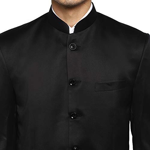 Royal Kurta Mens Polyviscose Bandhgala Formal Suit (46" Coat 40" Trouser, Black)