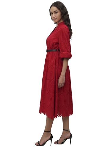 VERO MODA Womens Midi Dress Barbados Cherry