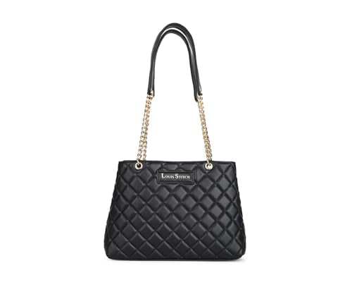 LOUIS STITCH Stylish Black Handbag for Women | Multi Pocket Ladies Satchel Handbag for Travel, Office, College | LDB-12-CUSBJB