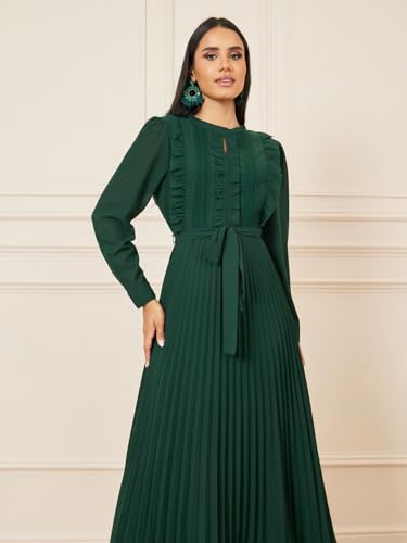 Styli Women's Polyester A-Line Maxi Dress (7006942313_Green