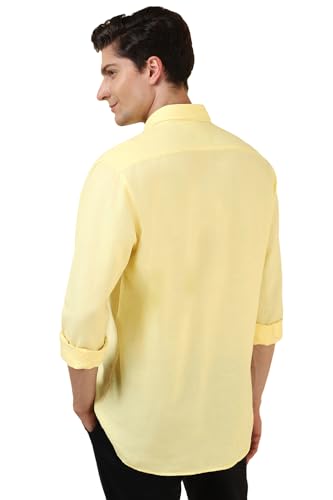 Men Yellow Slim Fit Solid Full Sleeves Casual Shirts