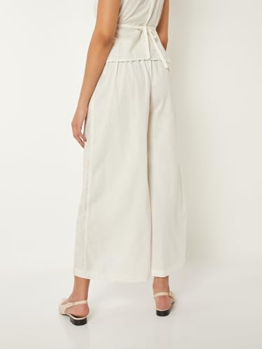 Max Women Embroidered Palazzos (White_M)