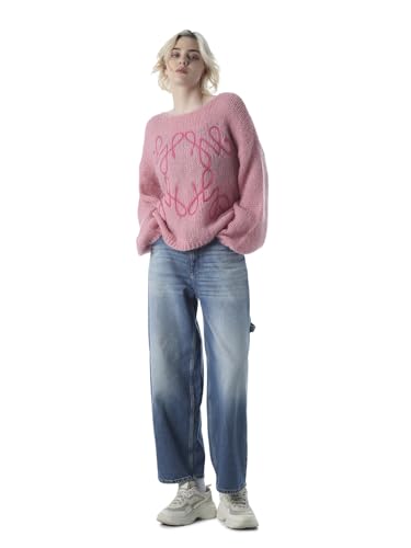 ONLY Women's Embroidery Regular Fit Pink Sweater