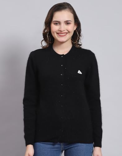 Monte Carlo Womens Angoora Solid Sweater (1230735Rn-168-44, Black, 3XL)