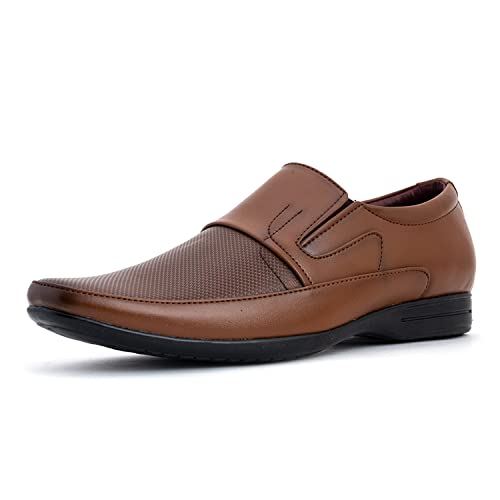 Khadim's Synthetic Leather PVC Sole Embossing Tan Office Wear Formal Shoe for Men Size 6