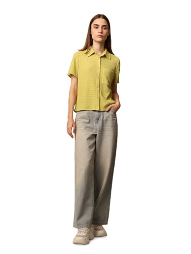 ONLY Women's Regular Fit Green Shirt