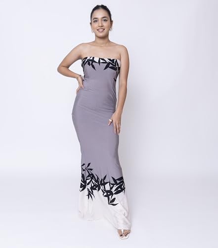 Sheux Elegant Grey Bodycon Gown for Women – Floor-Touching Slim Fit Dress for Formal Events, Weddings & Night Parties (L)