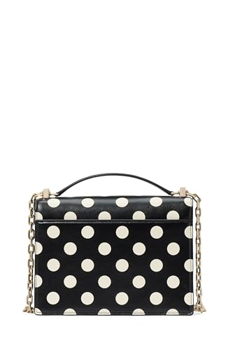 kate spade new york Women's Deco Leather Flap Chain Crossbody, Black Polka Dot, One Size