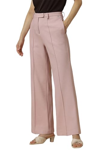 Allen Solly Women Pink Regular Fit Textured Formal Trousers