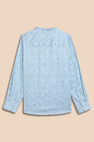 Boys Light Blue Print Casual Shirt