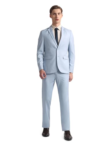 Arrow Men's Polyester Single Breasted Business Suit Pants Set (ARAHSU5528_Light Blue