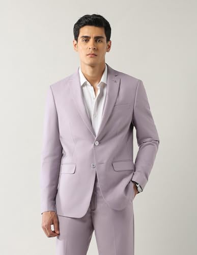 Arrow Men's Polyester Business Suit Pants Set (ARAJSU5531_Light Lavender