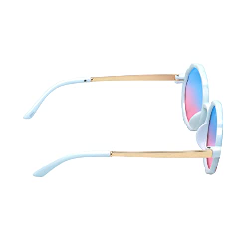 SPIKY Round Sunglass For Unisex With Protective Case Classic UV Protected Stylish Plastic Sunglasses Goggle Eyewear For Kids Girls and Boys - (White Mix) - (Pack of 1)