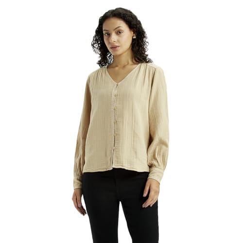 Levi's Women's Textured Beige V Neck Top