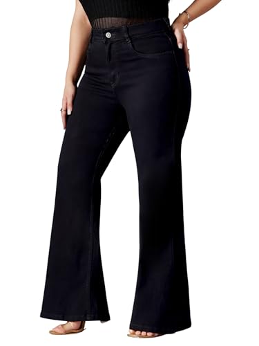 Miss Chase A+ Women's Bootcut High Rise Regular-Length Stretchable Denim Shaping Jeans (APAW24DEN85-94-330-40, Ebony Black, 40)