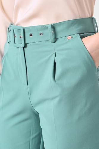 Women Aqua Solid Formal Trousers