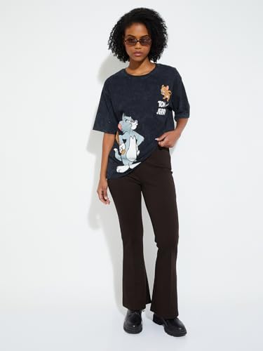 Max URB_N Women Tom & Jerry Oversized T-Shirt (Black_S)