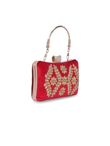 TOOBA Red Women's Handicraft Beautiful Bling Box Wedding Clutch Bag