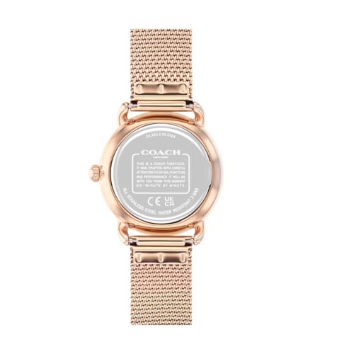 Coach Elliot Qtz Basic Silver White Round Dial Women's Analog Watch|Ionic Plated Rose Gold Steel Material|Gold Color Band - 14504222