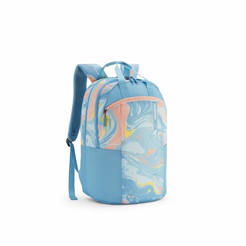 American Tourister Fleek | 32 Ltrs | 2 Compartments | Bottle Pocket | Ergonomic Padded Back Panel & Shoulder Straps | High School Backpack | 1 Year International Warranty | Greyish Blue