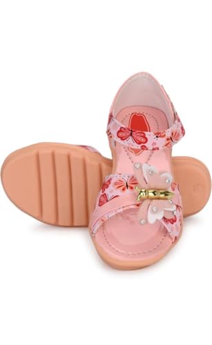 Kids Girl's Beautiful Butterfly Printed Sandals | Stylish Special Occasion Trendy Ankle Strap | Printed Lightweight (Pack Of 1) (pink, UK Footwear Size System, Toddler, Age Range, Medium, 4.5 Years, 5 Years)