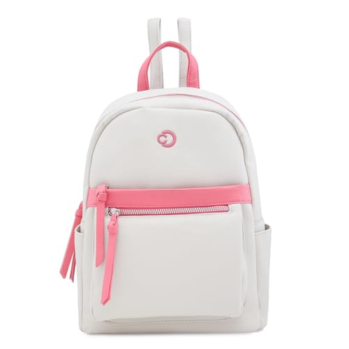 Caprese Sia Fashion Backpack Beige Stylish Backpack with Multiple compartments and Front/Side Pockets, Perfect for College, Travel and Daily use