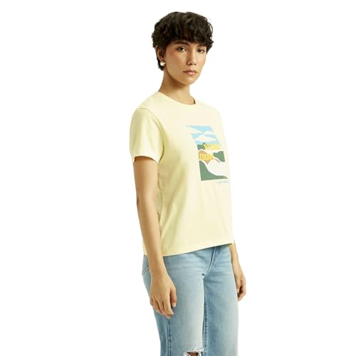 Levi's Women's Letter Print Relaxed Fit T-Shirt (87177-0170_Yellow