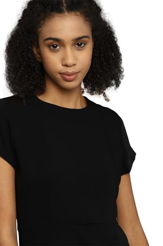 Allen Solly Women's Polyester Modern Mid-Thigh Length Dress (AHDRWRGFZ33516_Black