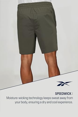 Reebok Men's Army Green Shorts | Running | Quickdry Sprint Shorts | Regular FIT | 100% Polyester with Speedwick tech