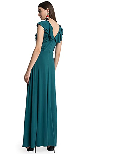 Kazo Women's Polyester A-Line Maxi Casual Dress (118812EVRGRNS_Dark Green_S)