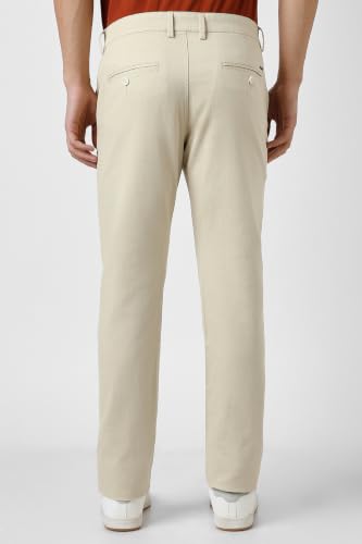 Men Beige Textured Slim Fit Trousers