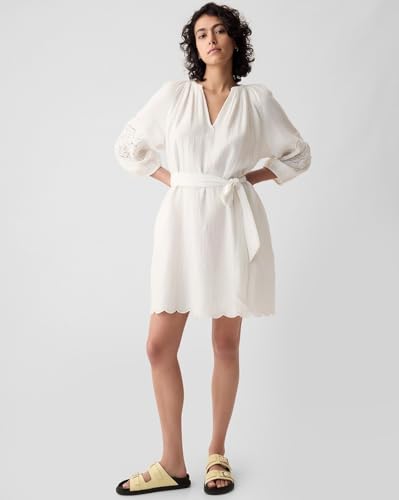 GAP Women's Cotton A-Line Above The Knee Casual Dress (442528436_offwhite_Off White