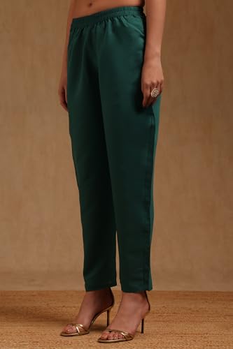 Soch Womens Green Russian Silk Ethnic Motifs Salwar Suit With Zardosi Work