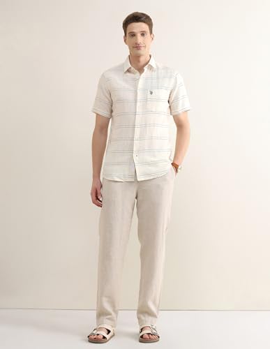 U.S.Polo Association Men's Horizontal Striped Regular Fit Shirt