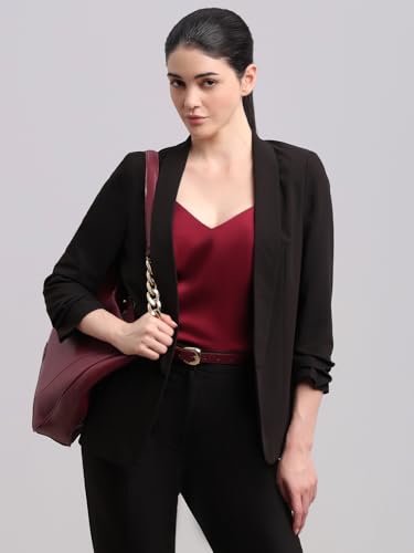 VERO MODA Womens Solid Single Breasted Blazer Jet Black