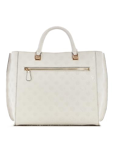 Guess Women's Off White Logo Textured Tote| Ladies Purse Handbags | Gift For Ladies
