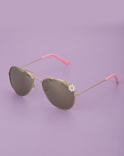 Carlton London Girls Grey Lens & Gold-Toned UV Protected Lens Aviator Sunglasses