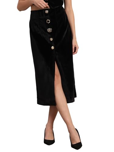 VERO MODA Women's Straight Fit High-Rise Black Skirt