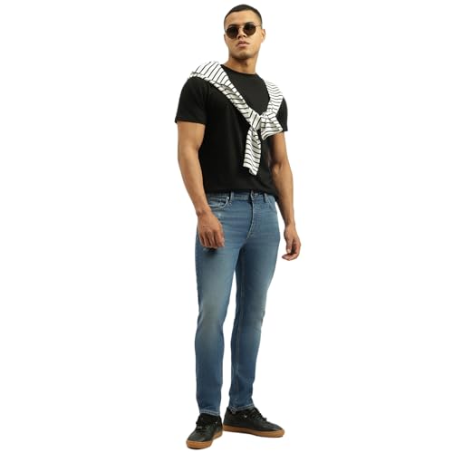 United Colors of Benetton Solid Low Crotch Fit Jeans (Size: 32)-25A4MBOO5025I901 Blue