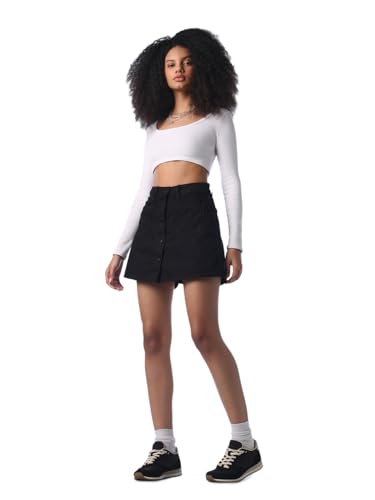 ONLY Women's Solid Regular Fit Black Skorts
