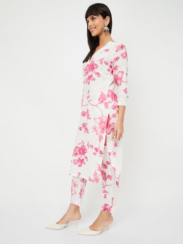Max Women's Cotton Blend Kurta Set (CTKST54047A_Pink